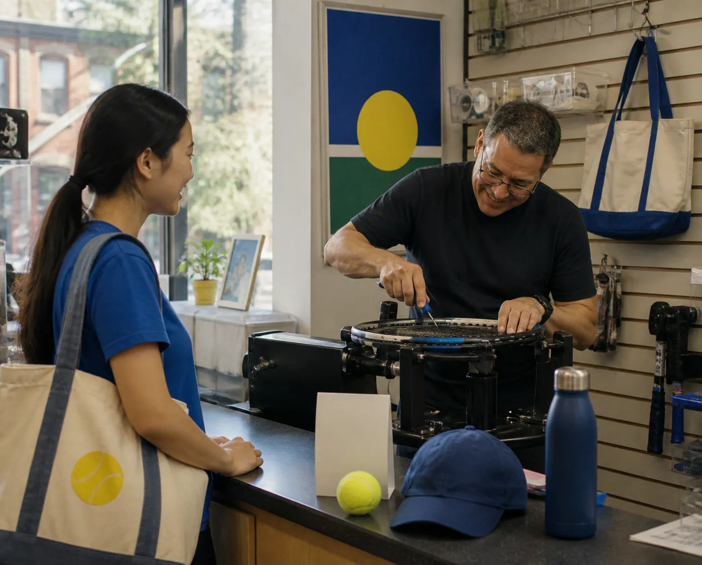 A bright Queens local-life scene connected to Learner Tien Tennis Style Racket Customization Near 2026 US Open.