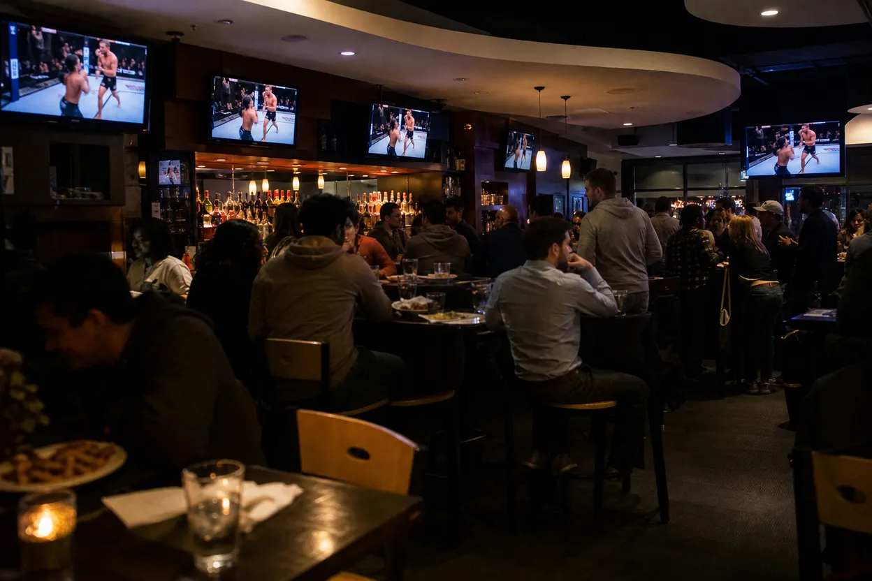 NYC experience scene for UFC Pay-Per-View at Legends: A Midtown Table Plan for Late Cards