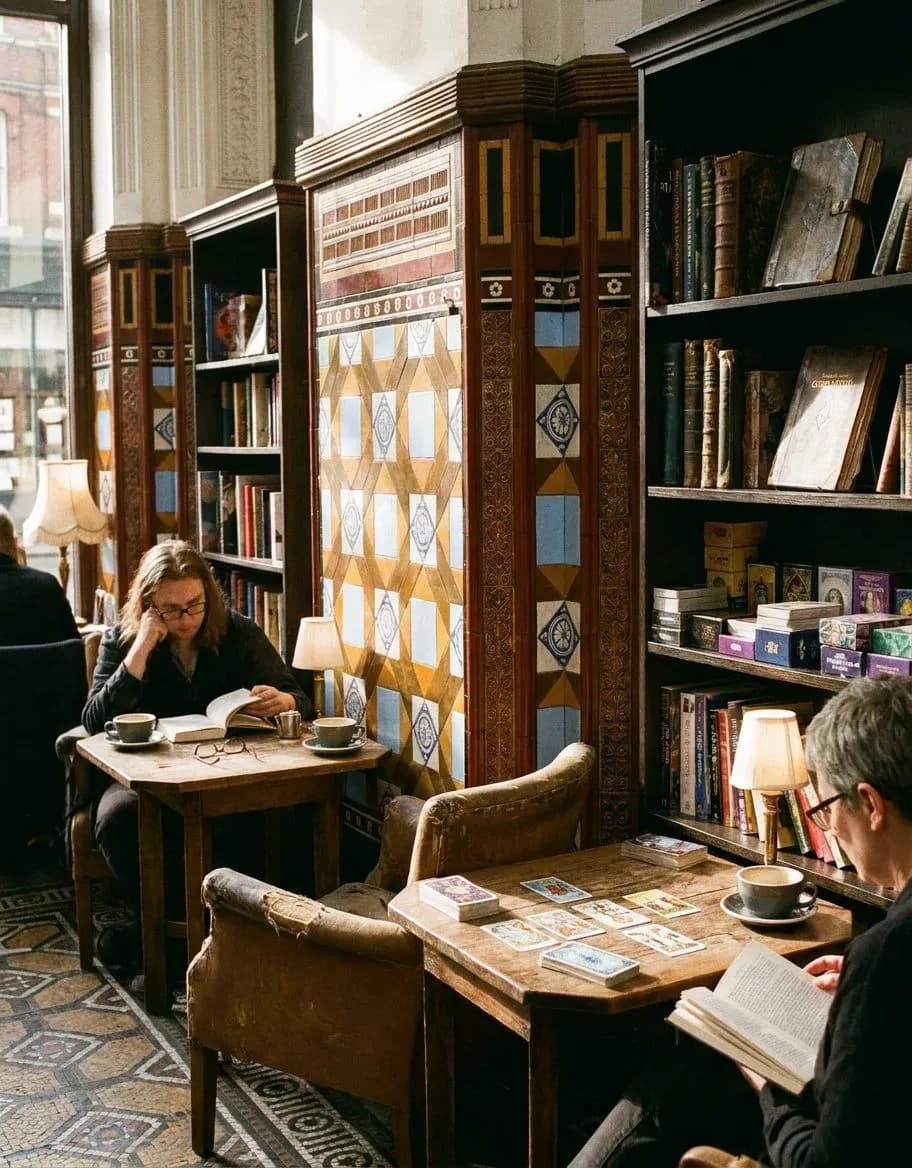 ula cafe's occult library when ludlow street's esoteric readers arrive for afternoon tarot