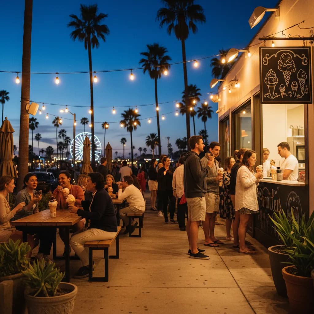 Editorial scene for Best Ice Cream In LA After Beach Days in LA.