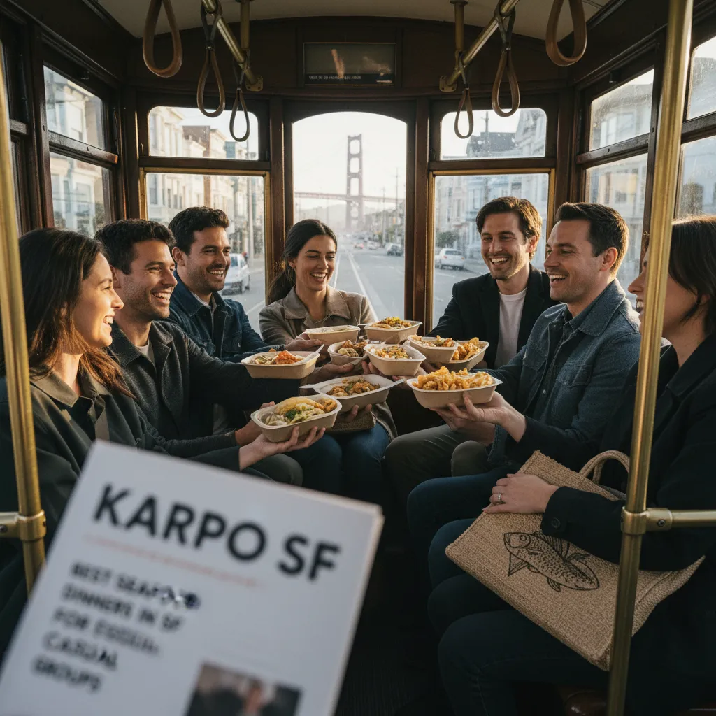 Editorial scene for Best Seafood Dinners In SF For Casual Groups in SF.