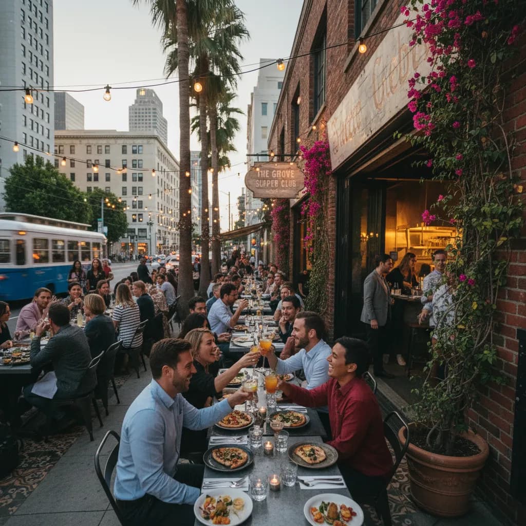 Editorial scene for LA Date Night Restaurants That Still Feel Fun in LA.