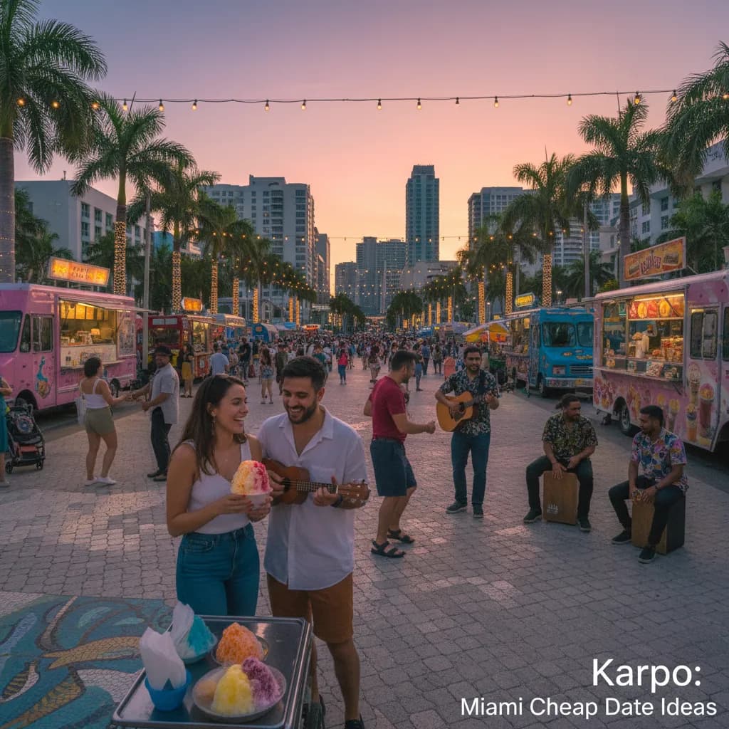 Editorial scene for Miami Cheap Date Ideas With Music And Dessert in Miami.
