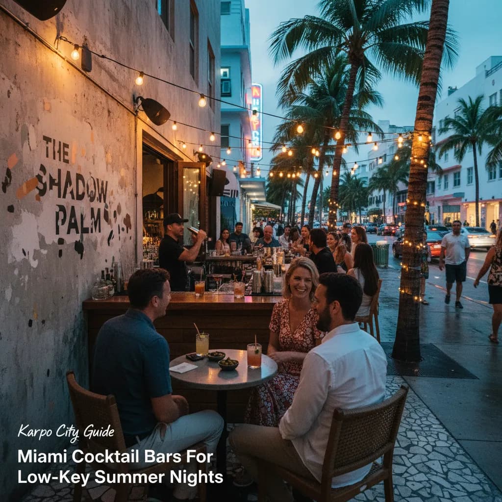 Editorial scene for Miami Cocktail Bars For Low-Key Summer Nights in Miami.
