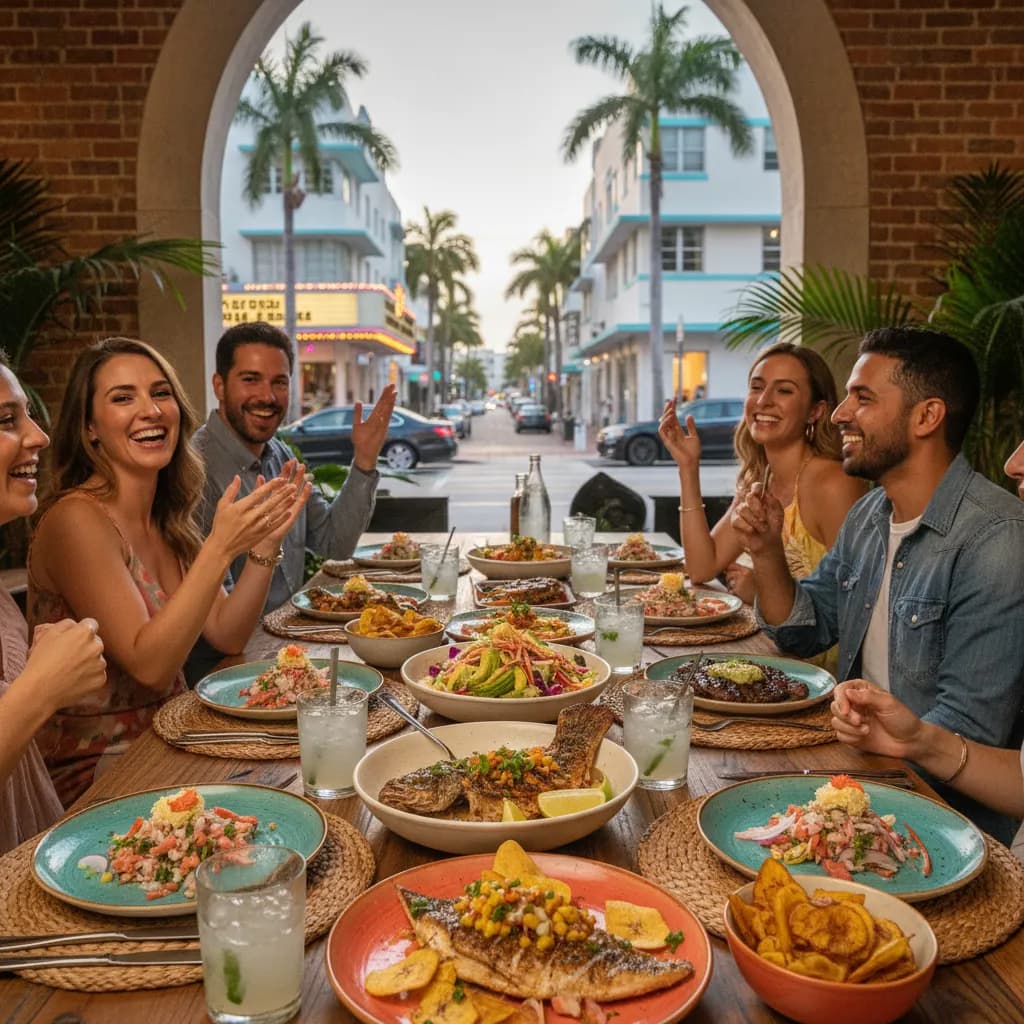 Editorial scene for Miami Group Dinner Spots Before Shows And Concerts in Miami.