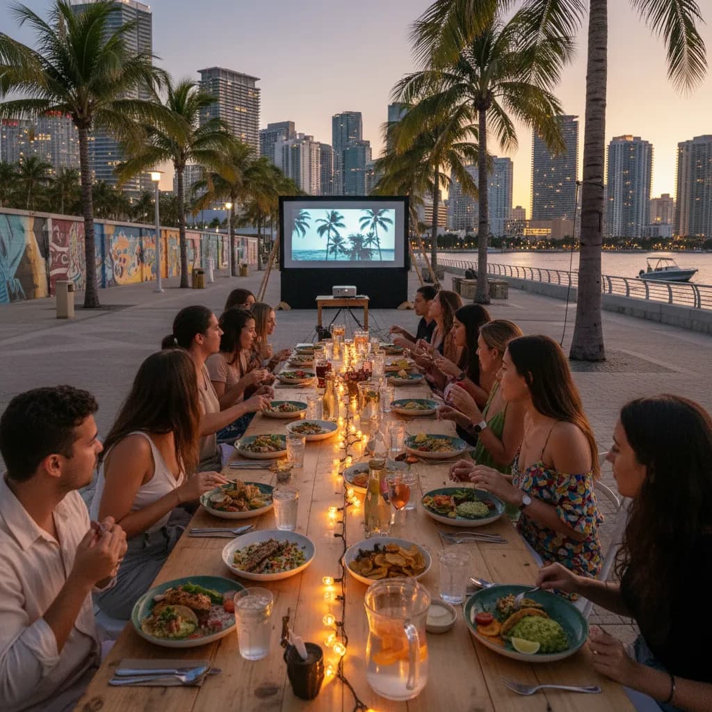 Cover image for Miami Indie Movie Nights With Dinner Plans in Miami.