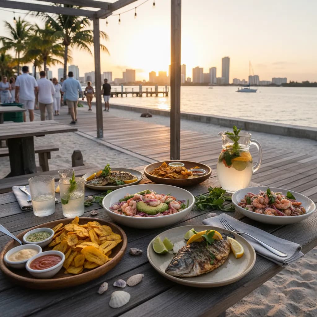 Editorial scene for Miami Waterfront Dining For Casual Summer Evenings in Miami.