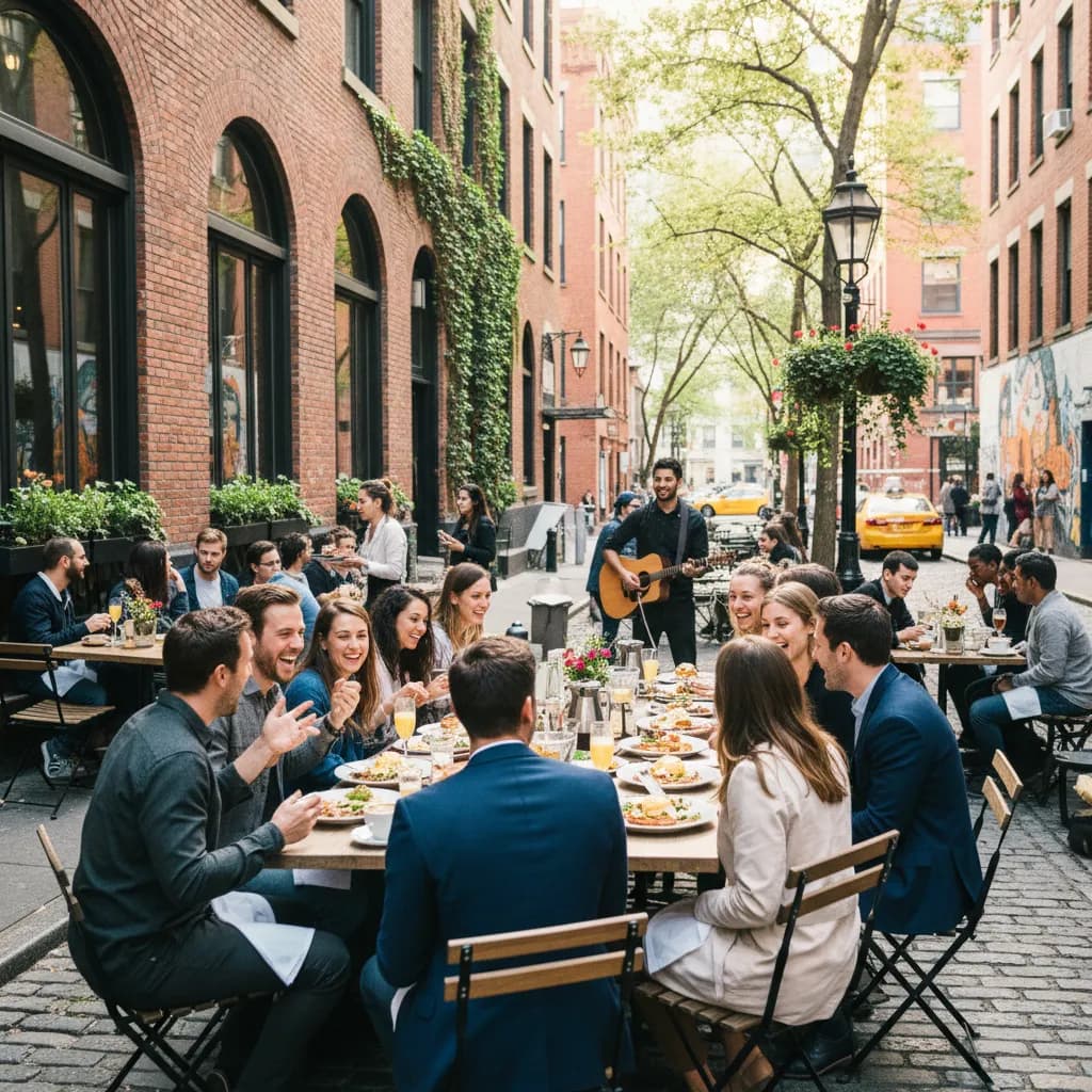 Editorial scene for NYC Brunch Spots For Groups Without Reservation Drama in NYC.