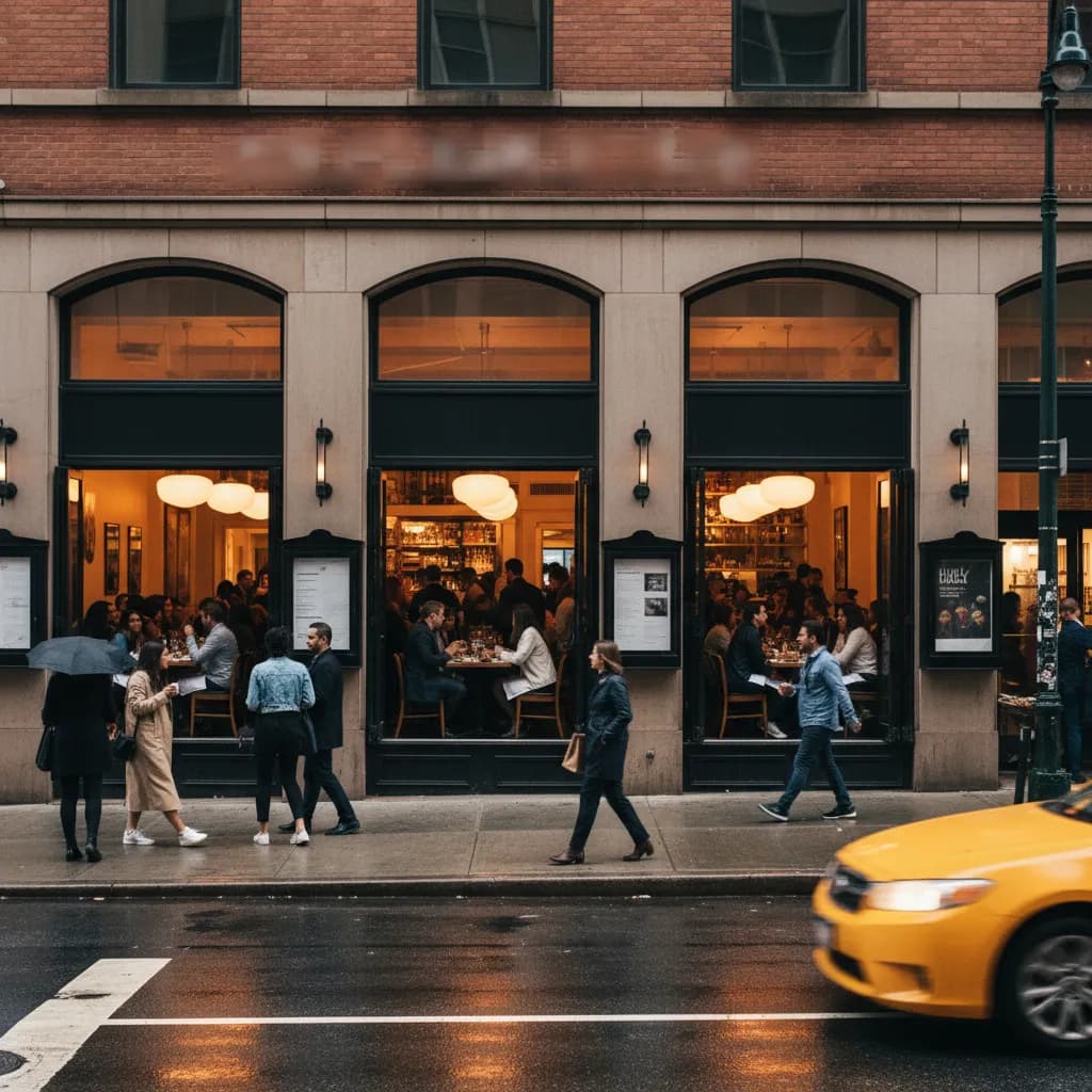 Editorial scene for NYC Group Dinner Spots Before Shows And Concerts in NYC.