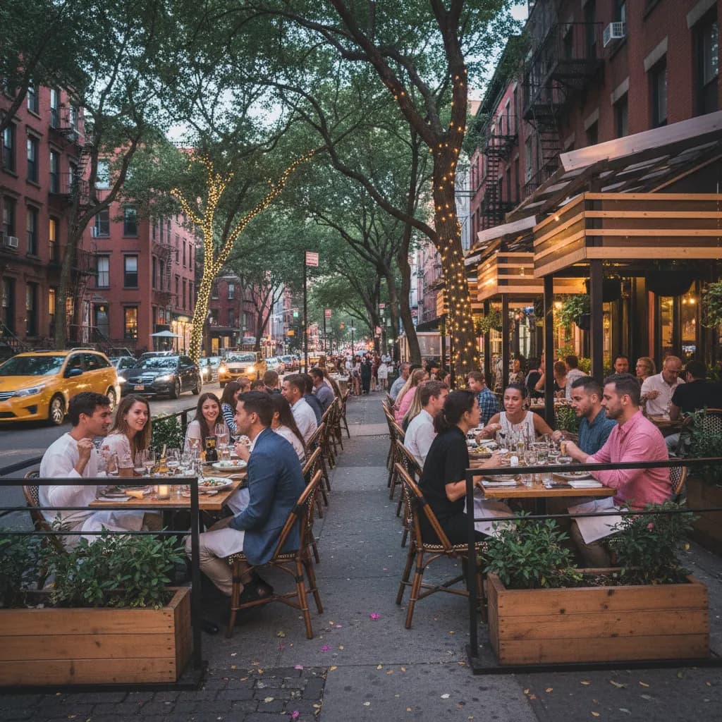 Local route detail for NYC Outdoor Dining Spots For Warm August Evenings in NYC.