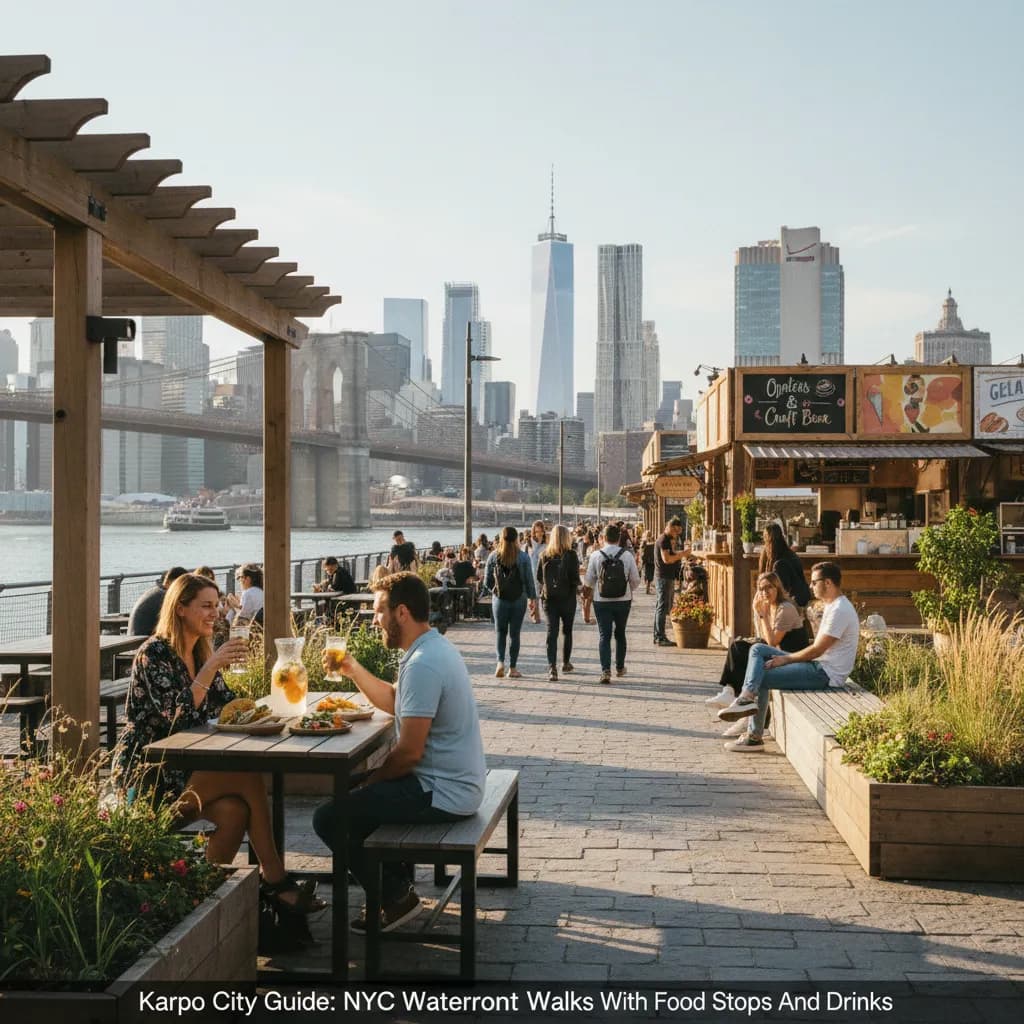 Cover image for NYC Waterfront Walks With Food Stops And Drinks in NYC.