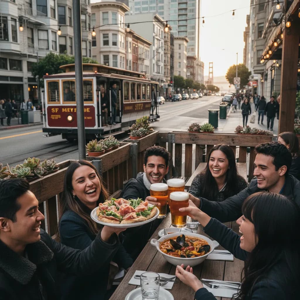 Local route detail for SF Happy Hour Guide For Real Food And Drinks in SF.