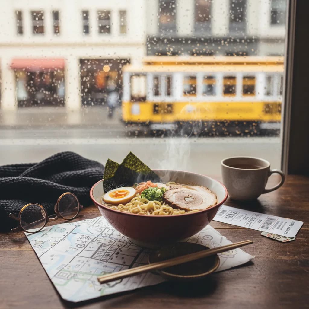 Editorial scene for SF Rainy Day Plans: Museums, Movies, And Ramen in SF.