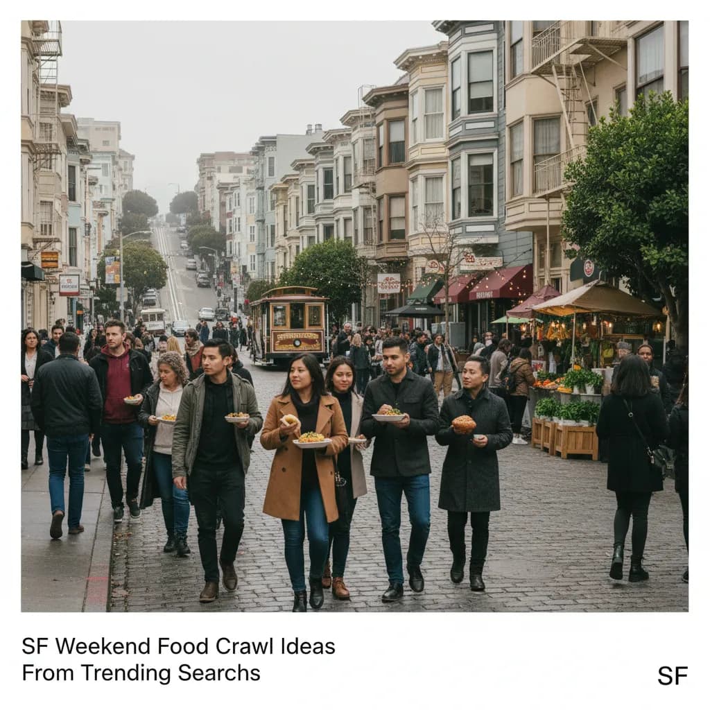 Editorial scene for SF Weekend Food Crawl Ideas From Trending Searches in SF.