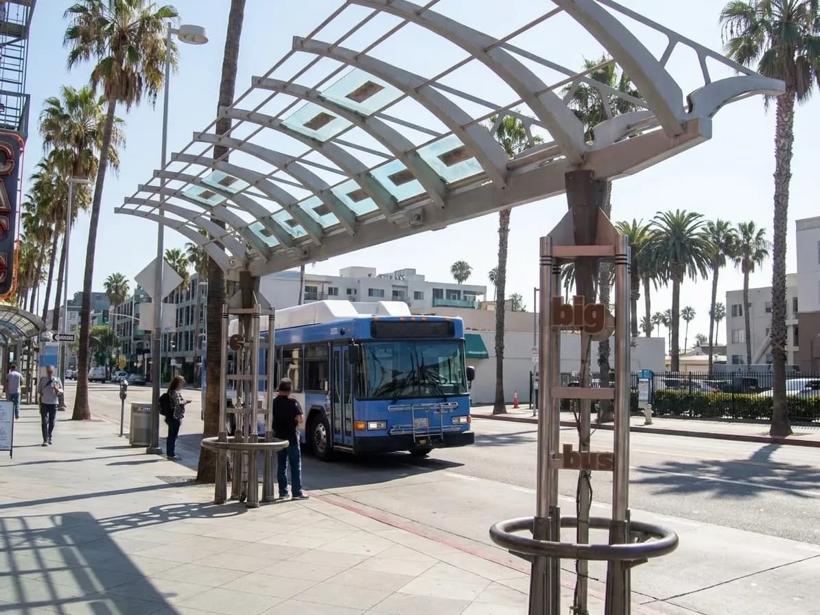 Big Blue Bus on Santa Monica Boulevard near Third Street Promenade