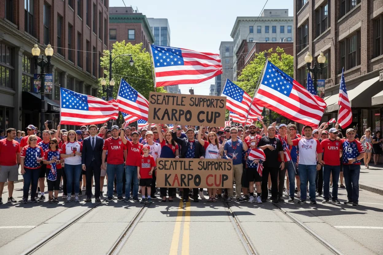 Seattle USMNT public fan route with transit and downtown atmosphere