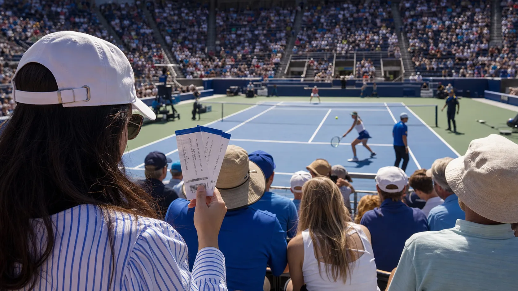 Photorealistic US Open tennis scene for US Open 2026 Ticket Prices: When Should Fans Buy?.