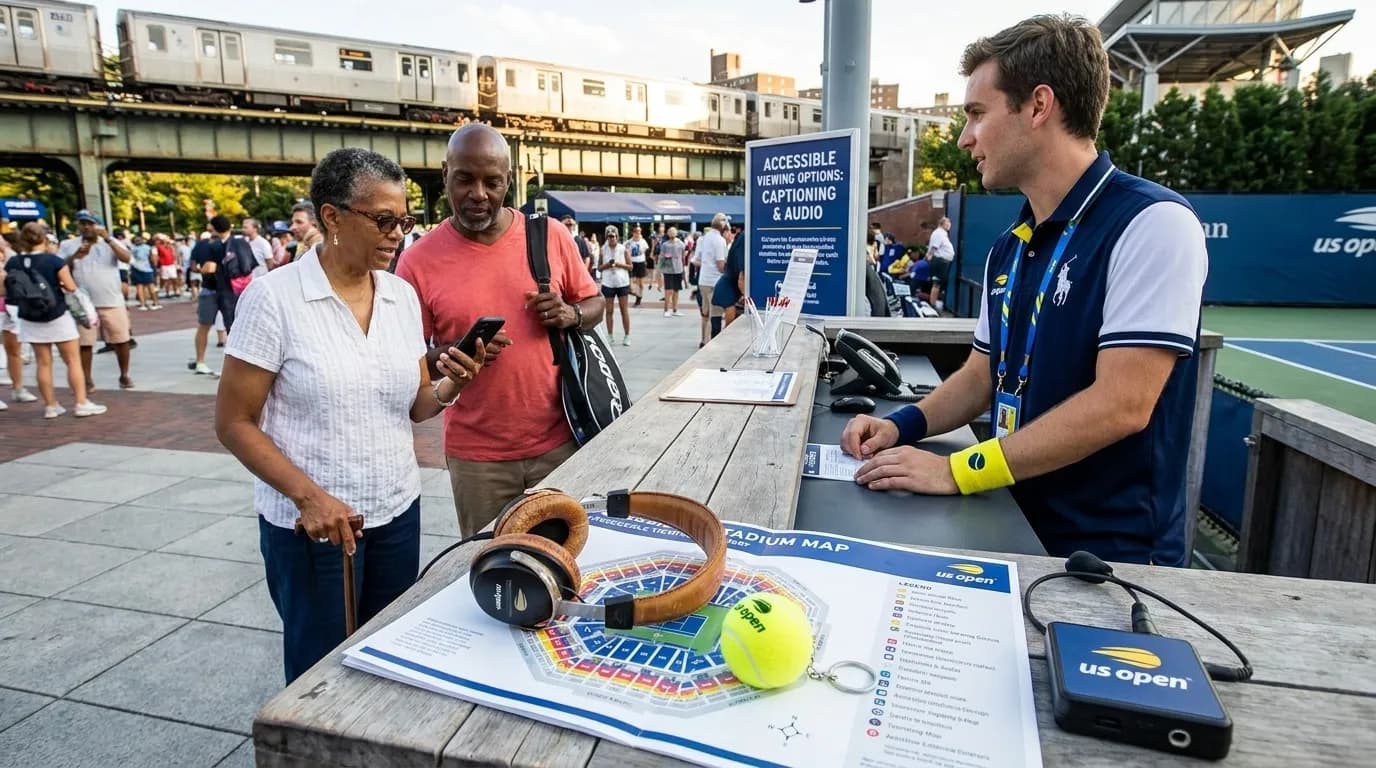 Bright editorial scene supporting US Open Captioning and Audio Options for Accessible Viewing.