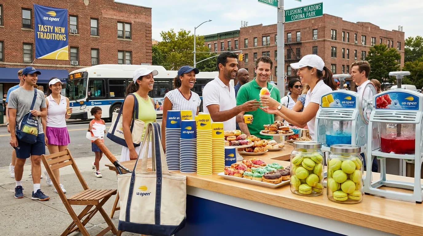 Photorealistic US Open tennis scene for US Open Dessert Ideas Beyond Honey Deuce Photos.
