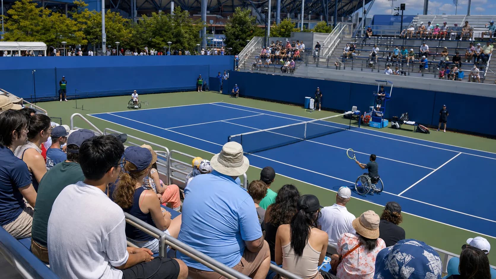 Bright US Open tennis atmosphere illustrating US Open Doubles Guide: Why These Matches Deliver More Action.