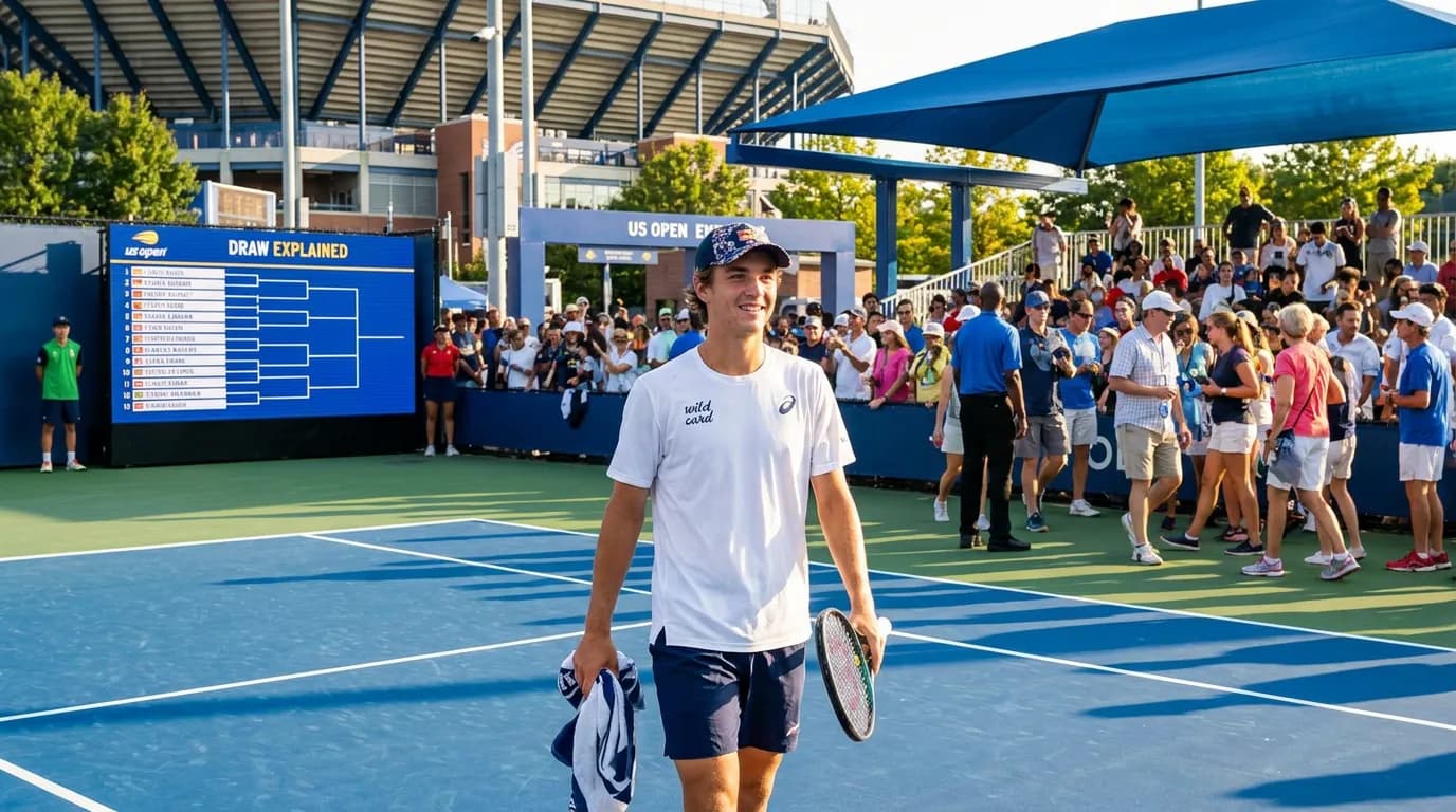 Bright US Open tennis atmosphere illustrating US Open Draw Explained: Seeds, Wild Cards and Qualifying.