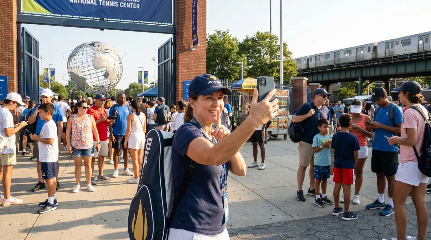 Photorealistic US Open tennis scene for US Open Etiquette New Tennis Fans Should Know.