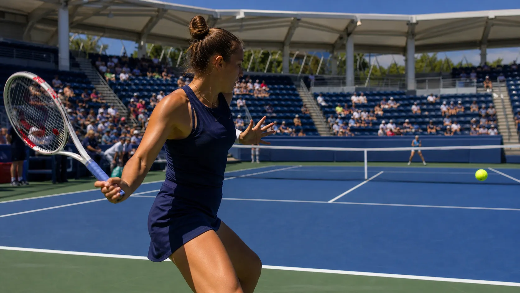 Photorealistic tennis scene illustrating US Open Fan Week 2026: Free Events Worth Planning.
