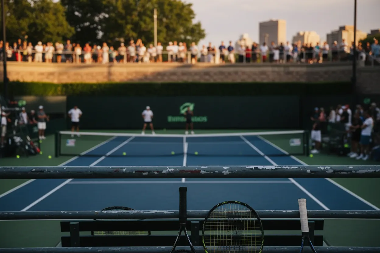 Practice-court viewing area during US Open Fan Week in Queens