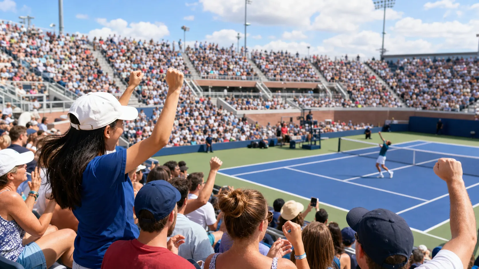 Photorealistic US Open tennis scene for US Open Fan Week Qualifying: How the Experience Works.
