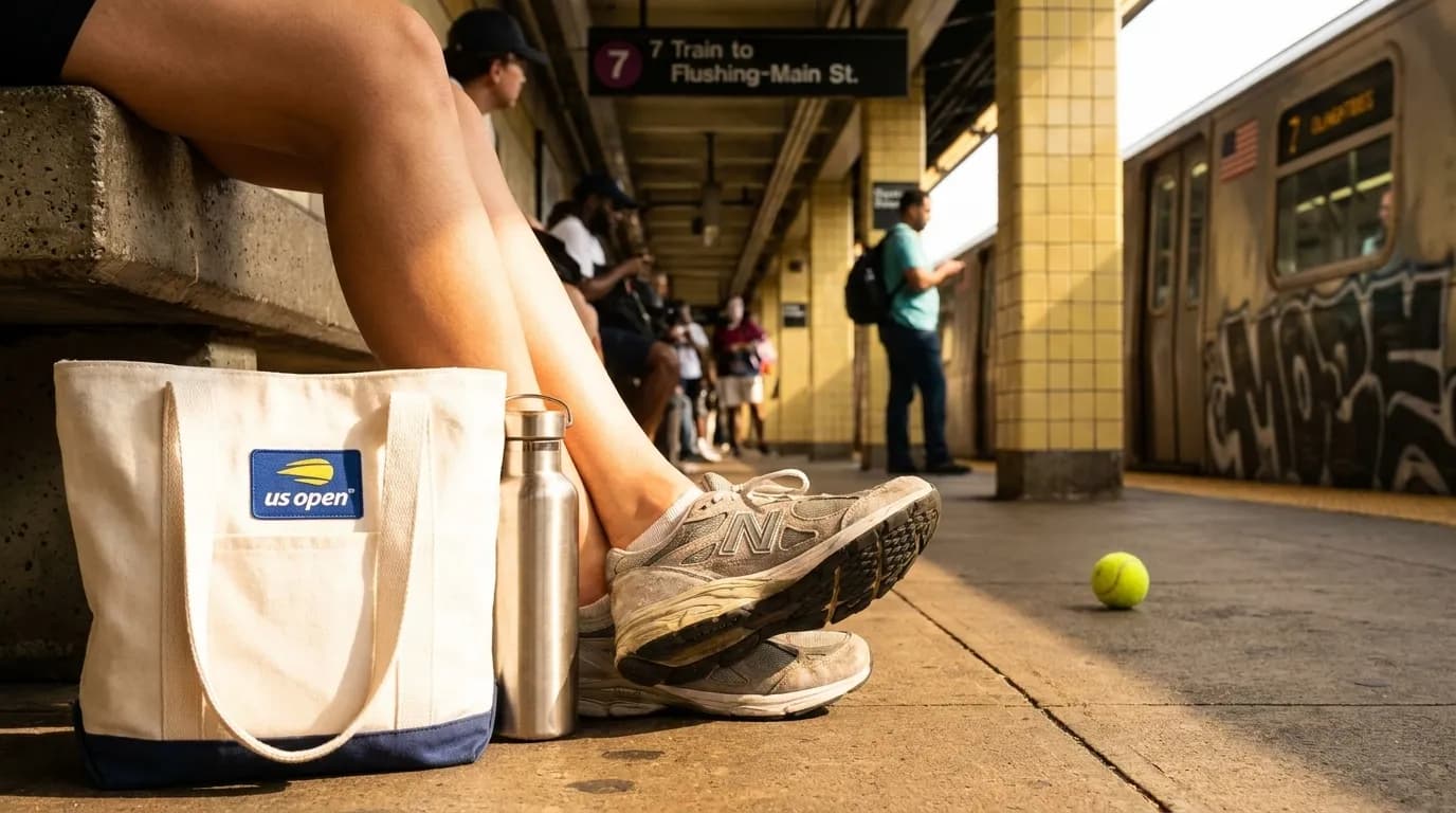 Photorealistic New York scene for US Open Footwear Guide for Twenty-Thousand-Step Stadium Days.