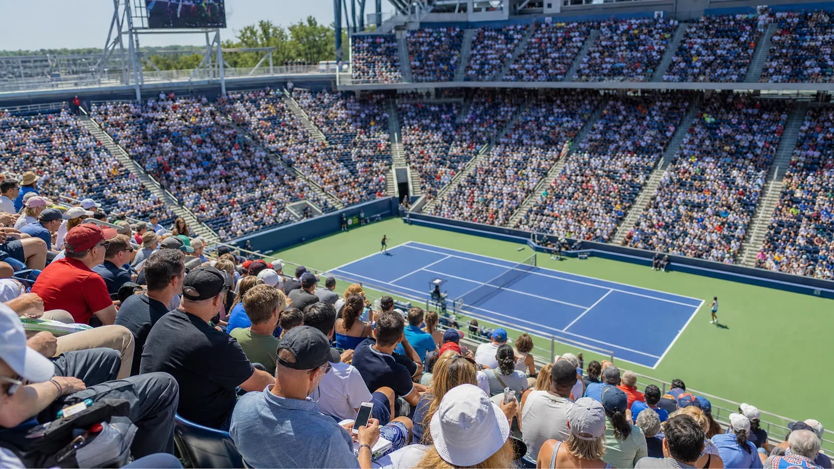 Photorealistic US Open tennis scene for US Open Grounds Pass Explained: Value, Access, and Limits.