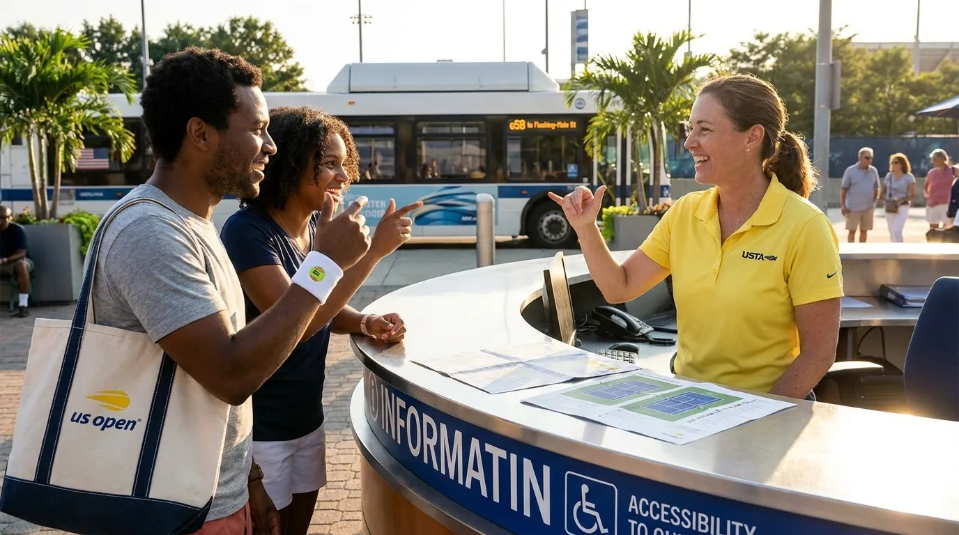 Bright editorial scene supporting US Open Guide for Deaf and Hard-of-Hearing Spectators.