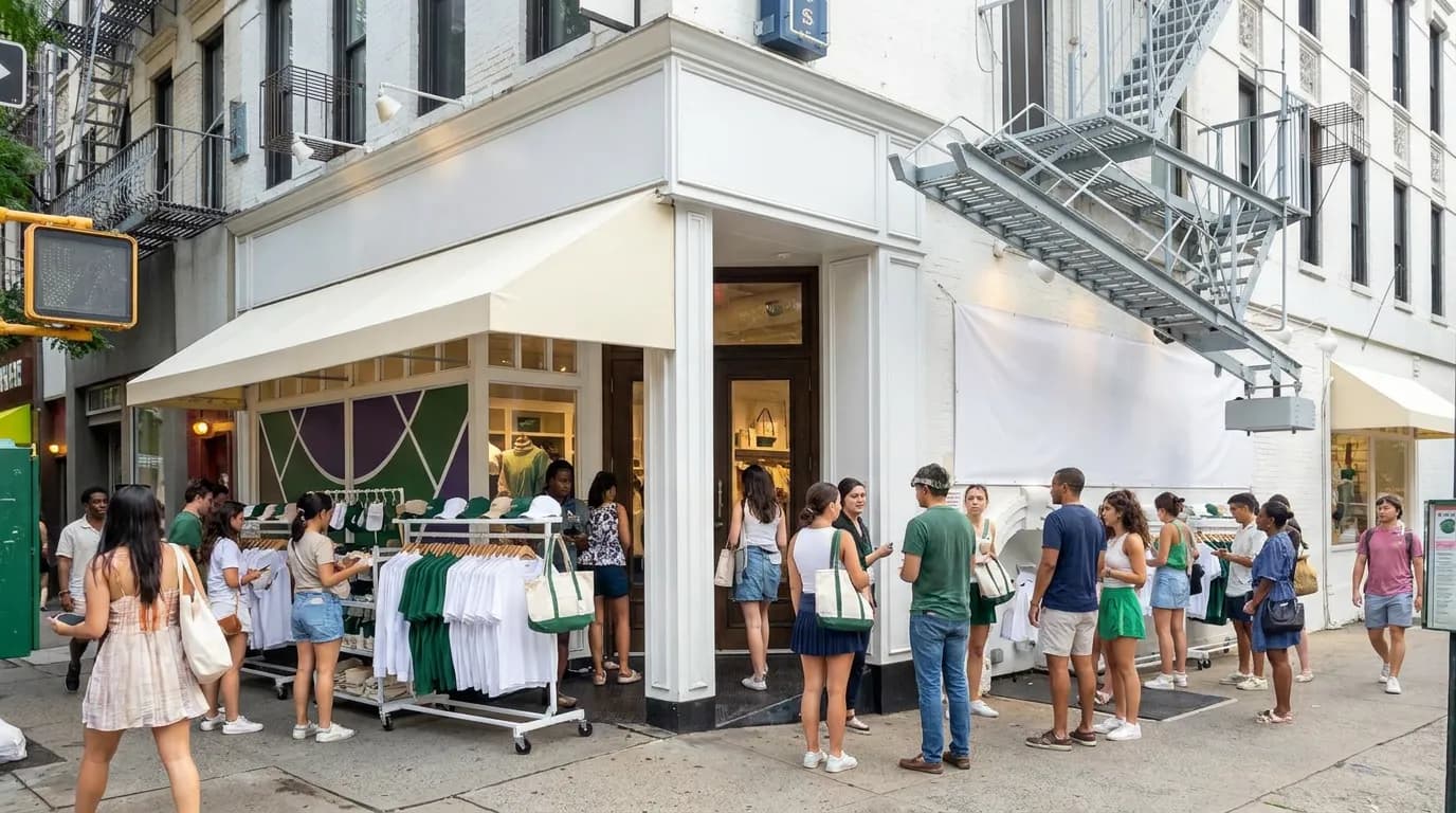 Photorealistic US Open tennis scene for US Open Pop-Up Shopping Around Manhattan and Queens.