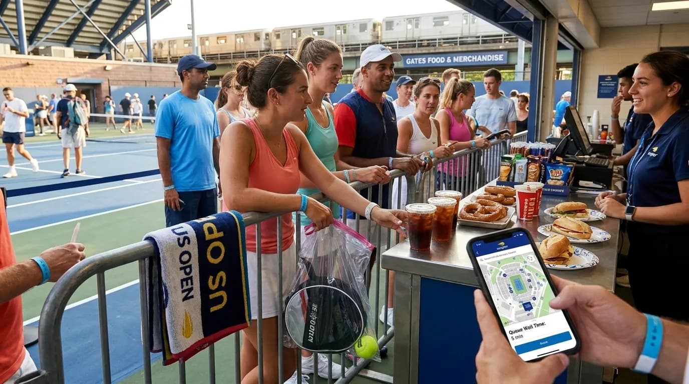 Bright editorial scene supporting US Open Queue Strategy for Gates Food and Merchandise.