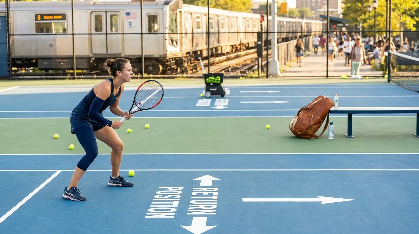 Photorealistic New York scene for US Open Return Games That Neutralize Massive First Serves.