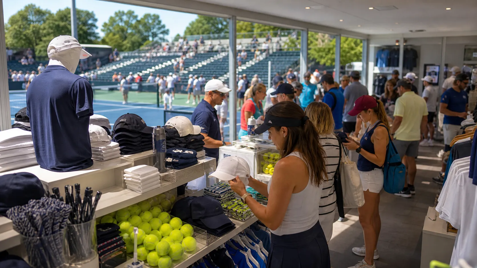 Bright US Open tennis atmosphere illustrating US Open Souvenir Guide: What Is Actually Worth Buying.