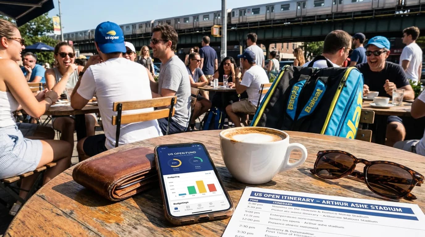 Photorealistic US Open tennis scene for US Open Splurge Choices That May Feel Worthwhile.