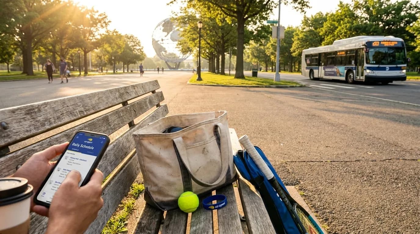 Bright editorial scene supporting US Open Sunrise Practice Plans for Early-Rising Tennis Fans.