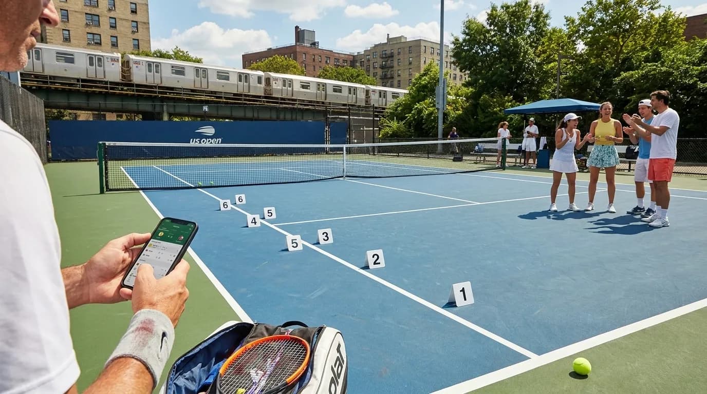 Bright editorial scene supporting US Open Tiebreak Psychology Behind Momentum-Swinging Mini Battles.