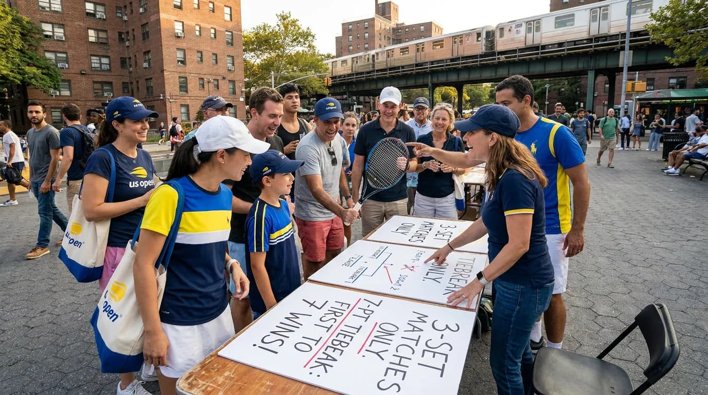 Bright US Open tennis atmosphere illustrating US Open Tiebreak Rules Casual Fans Should Learn.