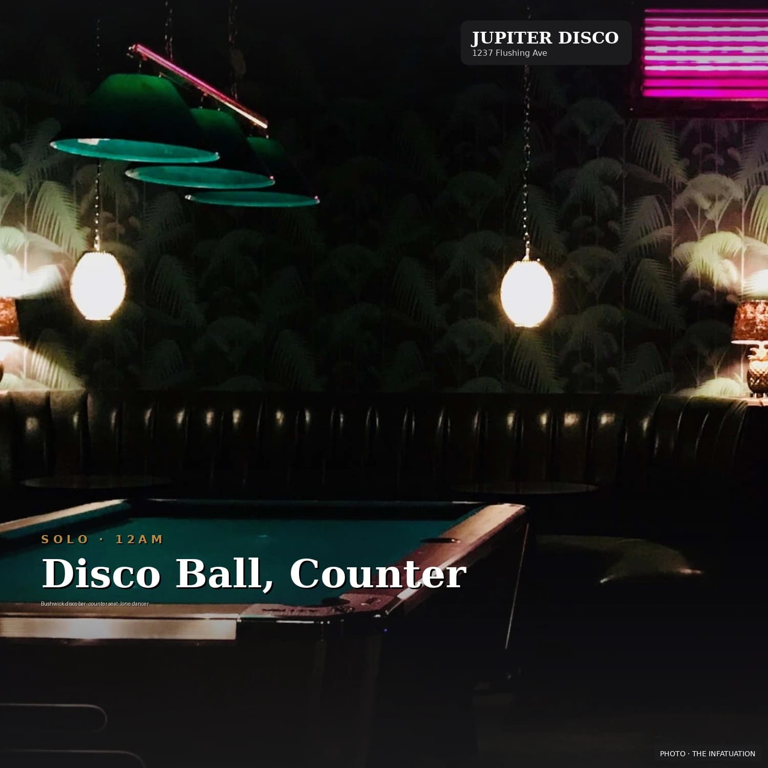 Jupiter Disco — Sci-fi cocktail bar, the bartender does the talking.. Photo via The Infatuation.