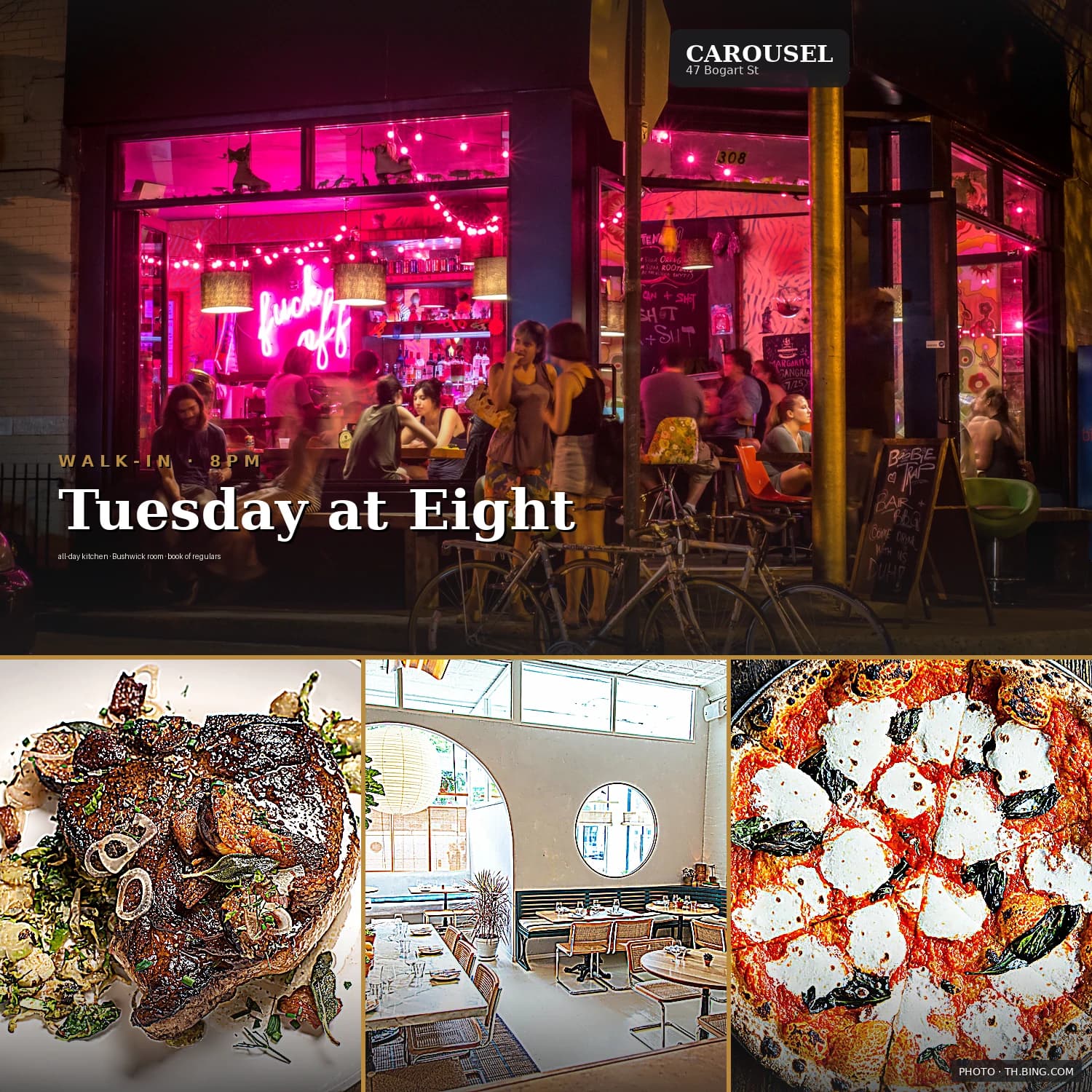 Carousel — Pool tables, dive bar, kitchen window.. Photo via th.bing.com.