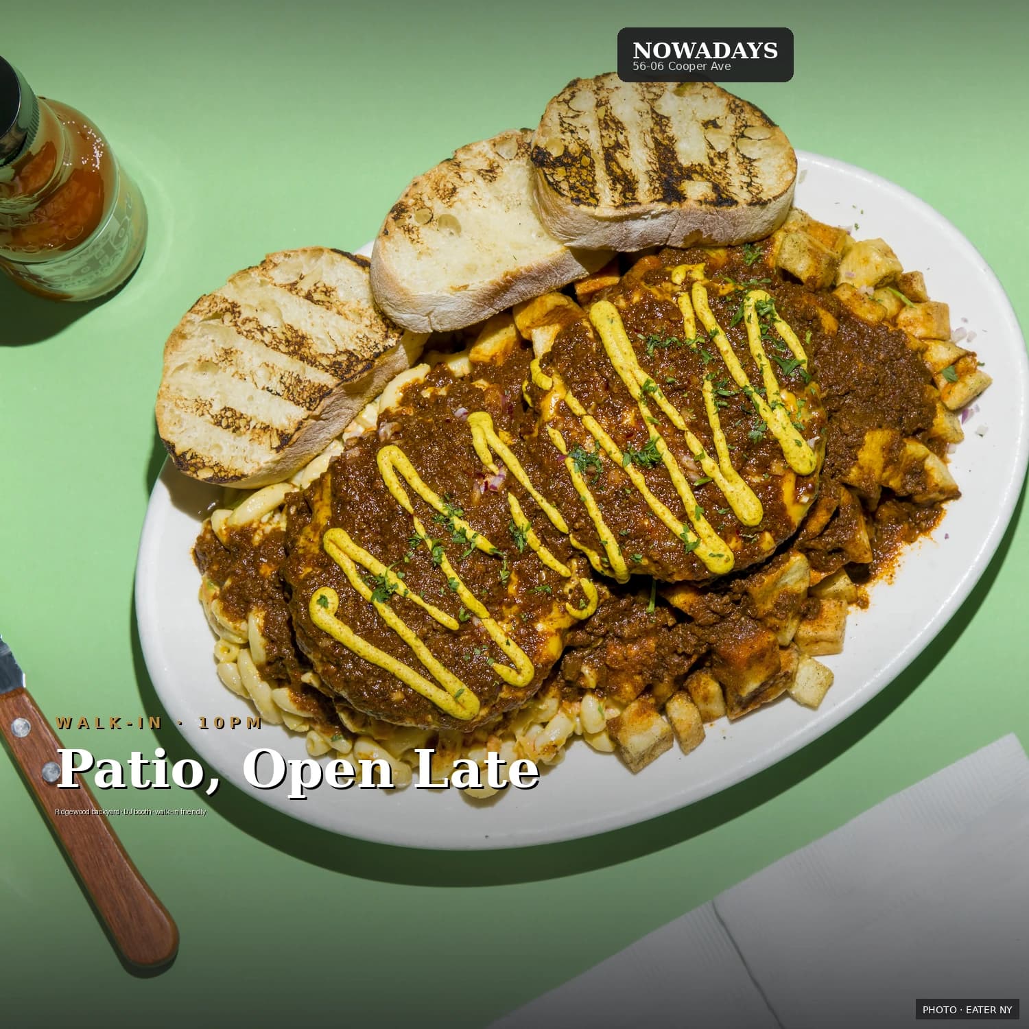Nowadays — Outdoor disco patio, kitchen all night.. Photo via Eater NY.