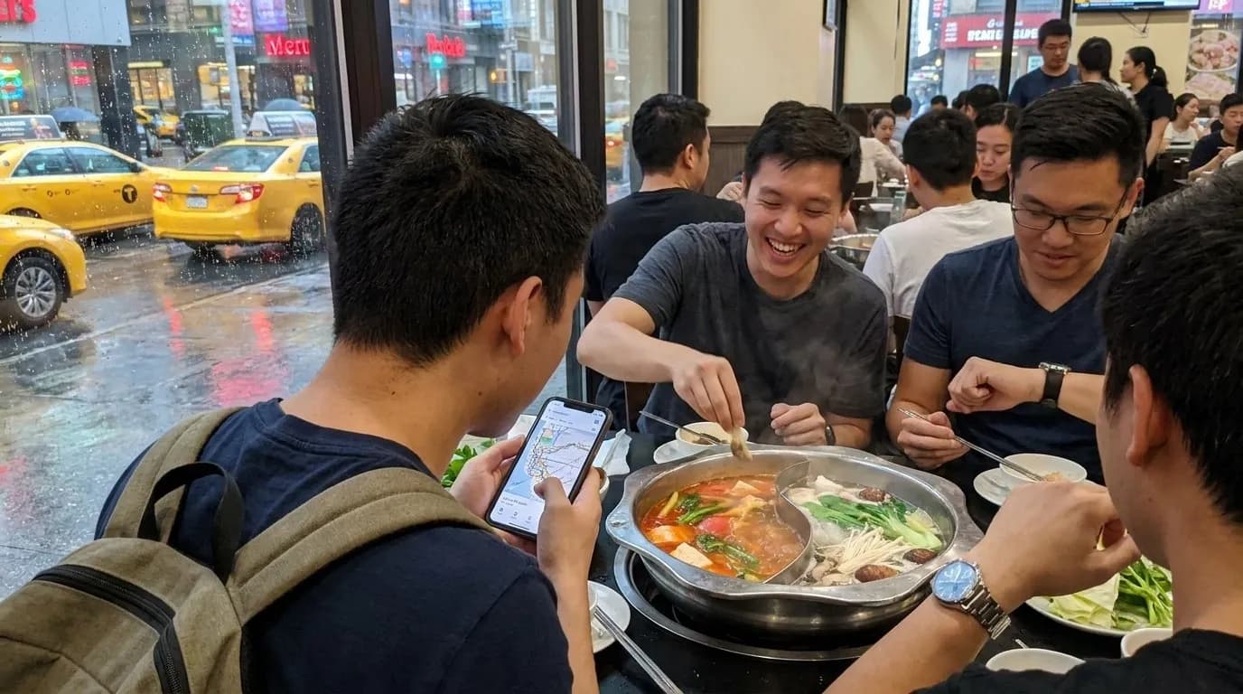 NYC experience scene for Vegetarian Hotpot in NYC Without the Sad Backup Broth