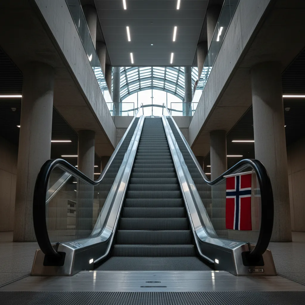 Norway scarf on a NYC subway handrail representing the spread of Viking Row culture