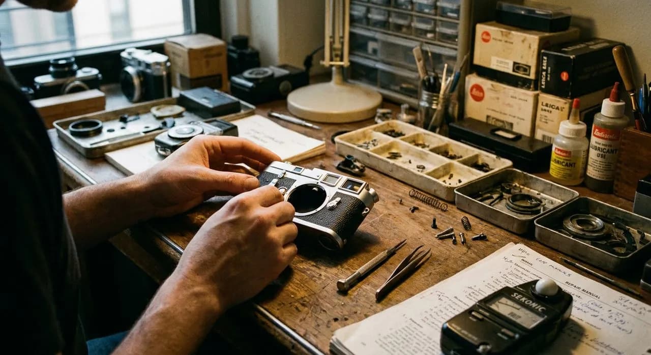 Vintage Film Camera Repair and Light Meter Calibration in Stuyvesant Town Apartment