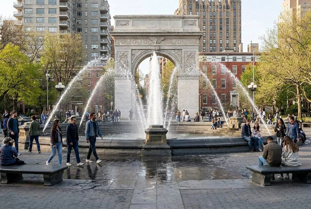 Washington Square Park Fountain Activation and the 11am Spring Turn-On Ritual