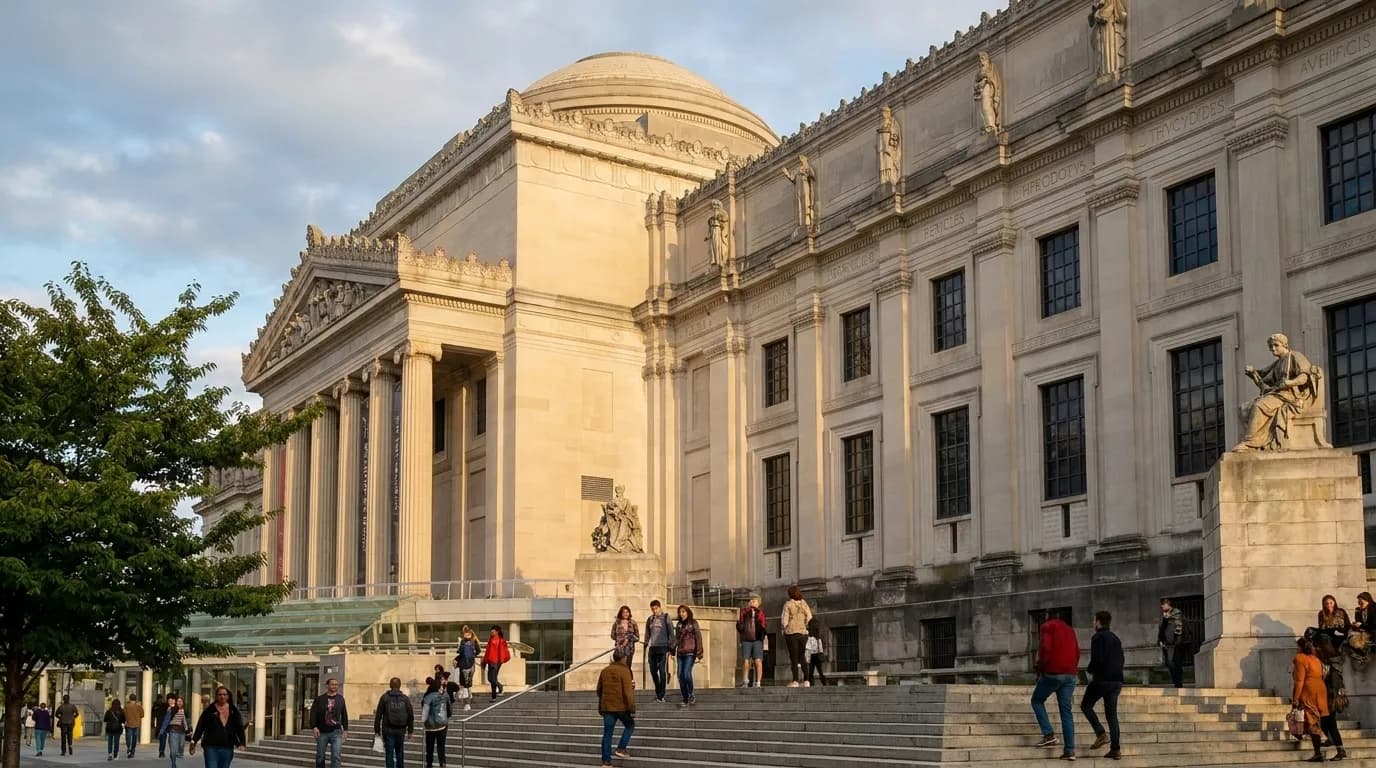 Brooklyn Museum's Beaux-Arts facade with wide entrance steps on Eastern Parkway