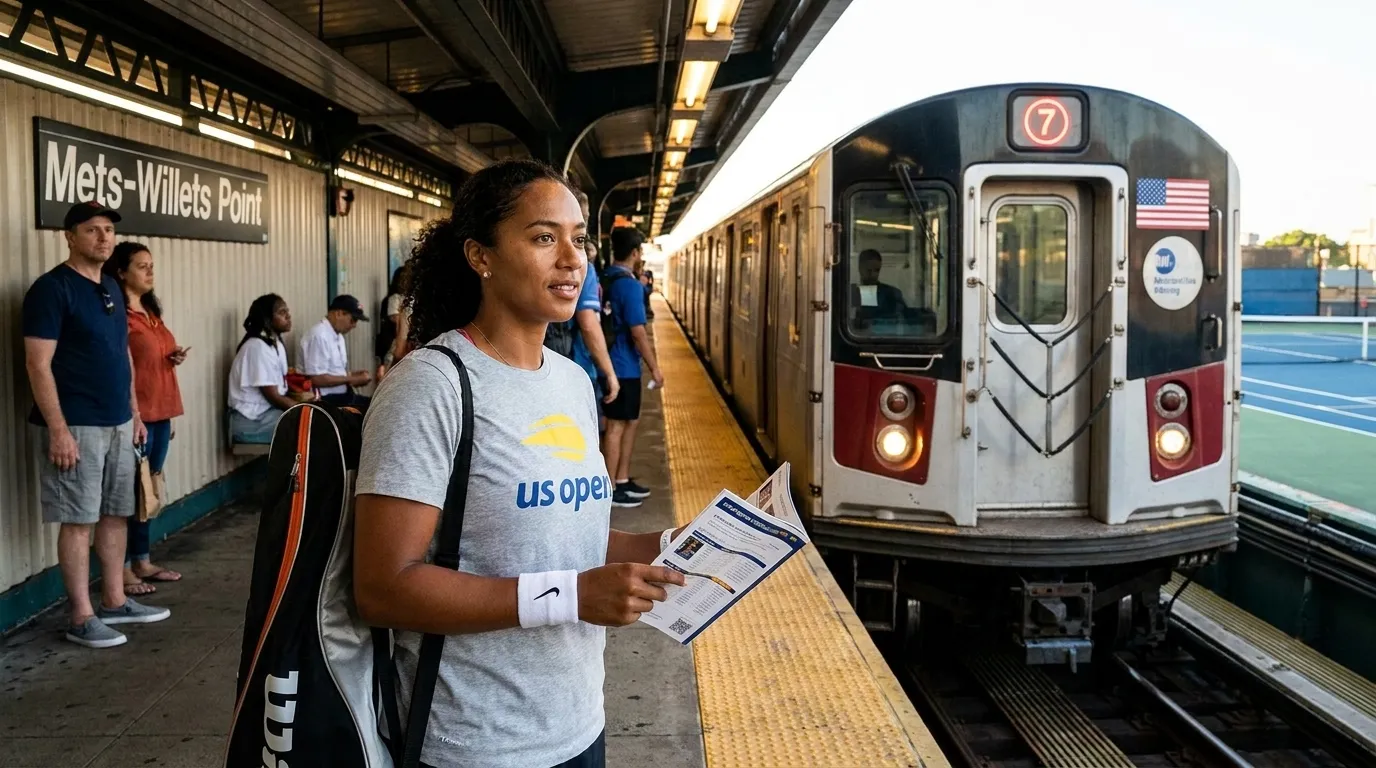 Bright editorial scene supporting When to Leave US Open Night Sessions for Easier Subway Rides.