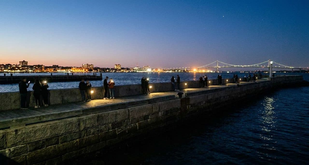 Where Can You Watch Northern Lights Tonight from Battery Park Waterfront? - scene